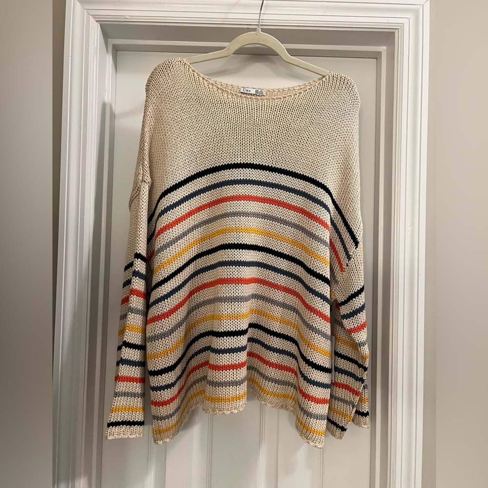 Dex Cream Sweater with Stripes NWT 2x